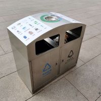 戶外不鏽鋼垃圾桶二分類果皮箱 河南天祥 支持批發定製
